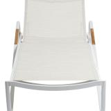 Kettler Diamond Stapelliege, weiß matt/beige/natur, mit Teakholz-Armlehnen #4