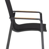 Kettler Diamond Stapelsessel HL, anthrazit/charcoal, Teak-Armlehnen #4