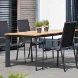 Kettler Diamond Stapelsessel HL, anthrazit/charcoal, Outdoorgewebe, Teak-Armlehnen #1