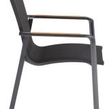 Kettler Diamond Stapelsessel NL anthrazit/charcoal,Teak-Armlehnen #3