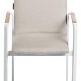 Kettler Diamond Stapelsessel NL, weiß matt/natte linen chalk, Sunbrella®, Teak-Armlehnen #1