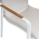 Kettler Diamond Stapelsessel NL, weiß matt/natte linen chalk, Sunbrella®, Teak-Armlehnen #6