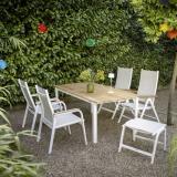 Kettler Granada Multipositionssessel mit Teakholz-Armlehnen, weiß matt/hellgrau #2