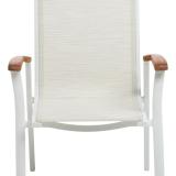 Kettler Memphis Stapelsessel, weiß matt/beige, mit Teakarmlehnen #2