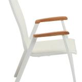 Kettler Memphis Stapelsessel, weiß matt/beige, mit Teakarmlehnen #3