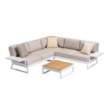 Kettler Ocean Platform Lounge Eckset, 3 Sitzer, 2 Sitzer, weiss matt, Polster linen chalk, Stoff Sunbrella #1