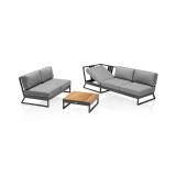 Kettler Ocean Platform Lounge Eckset, 3 Sitzer und 2 Sitzer, anthrazit/ hellgrau melierte Polster aus Olefin #1