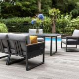 Kettler Ocean Skid Endteil rechts Rope/anthrazit, inkl. hellgrau melierten Polstern aus Olefin, Teakarmlehne #1