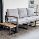 Kettler Ocean Skid Endteil rechts anthrazit, inkl. hellgrau melierten Polstern aus Olefin, Teakarmlehne #1