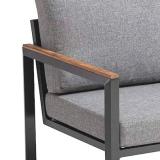 Kettler Ocean Skid Sessel anthrazit, inkl. hellgrau melierten Polstern aus Olefin, Teakarmlehnen #1