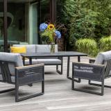 Kettler Ocean Skid Sessel Rope/anthrazit, inkl. hellgrau melierten Polstern aus Olefin, Teakarmlehnen #1