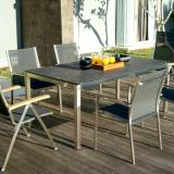 Zebra One Edelstahl-Stapelsessel mit Teakholz-Armlehne dark platinum #2