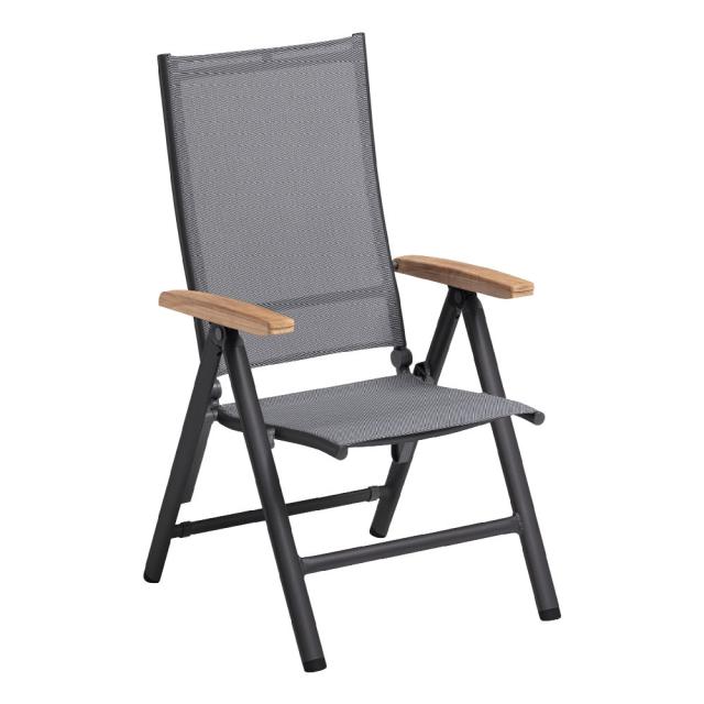 Kettler Cirrus Multipostionssessel anthrazit/anthrazit-grau mit Teakarmlehnen #1