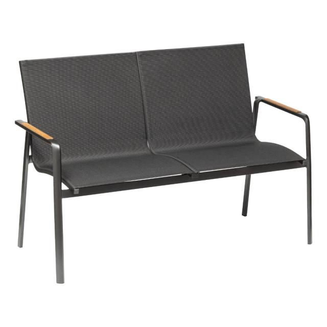 Kettler Diamond 2er Bank, anthrazit/charcoal, Teakholz-Armlehne #1