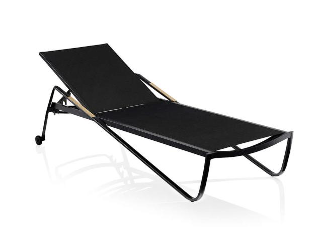 Kettler Diamond Stapelliege 69cm breit, 200cm anthrazit/charcoal, Outdoorgewebe, Teak-Armlehnen #1