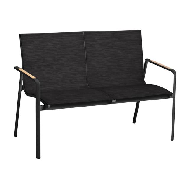 Kettler Diamond Lounge 2er Bank, anthrazit/charcoal, Teakholz-Armlehne Sitzhöhe 38cm #1