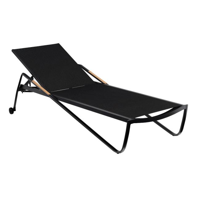 Kettler Diamond Stapelliege, anthrazit/charcoal, mit Teakholz-Armlehnen #1