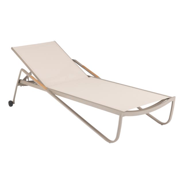 Kettler Diamond Stapelliege, taupe/Stucco/natur, mit Teakholz-Armlehnen #1