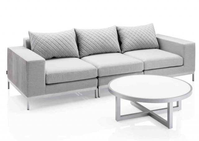 Kettler Ego 3er Sofa mit rundem Cocktailtisch, Alumium/Sunbrella® #1