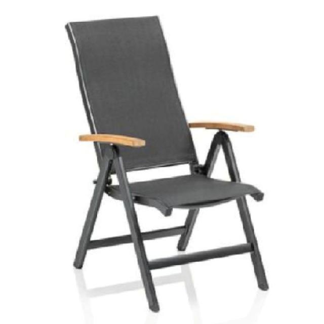 Kettler Sleek Multipositionssessel mit Teak Arml. anthrazit #1