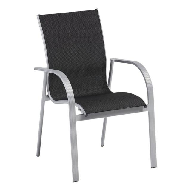 Kettler Tampa Stapelsessel, silber/charcoal, Aluminium/Outdoorgewebe #1