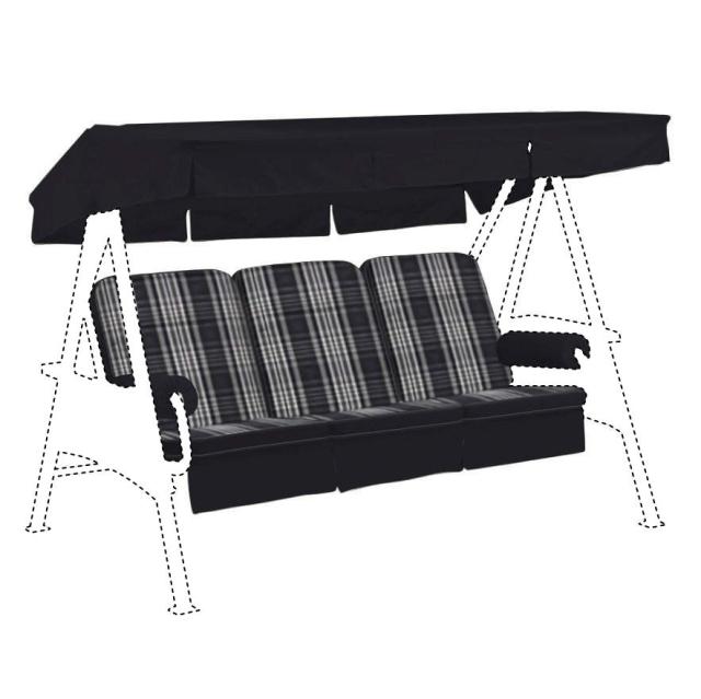 Kettler /KETTtex-Exklusiv® Hollywood-Schaukelauflage 56/64x180x8cm mit Dach und Armlehnen, anthrazit-beige-kariert #1