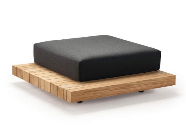 Solpuri Plateau Lounge, Hocker mit Seitentisch, Teakholz/anthrazit #1