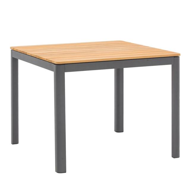 Zebra Bee Alu-Teak-Tisch 90x90 cm, graphite/Teakholz-Tischplatte #1