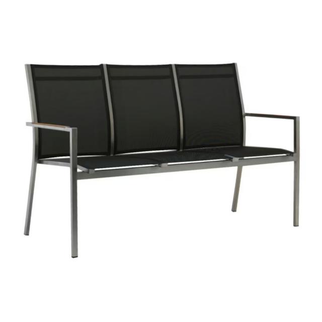 Zebra One Bank aus Edelstahl mit Teakholz-Armlehnen #1