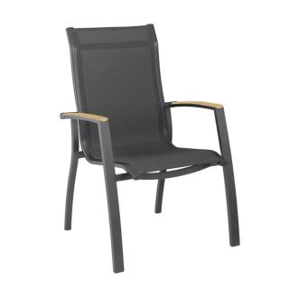 Kettler Altura Curve Stapelsessel mit Teakarmlehnen anthrazit/anthrazit