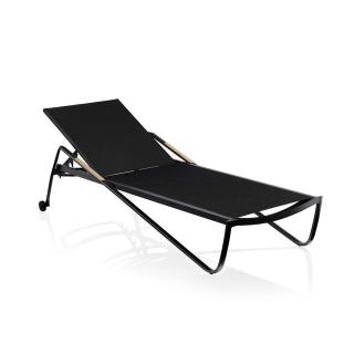 Kettler Diamond Stapelliege 69cm breit, 200cm anthrazit/charcoal, Outdoorgewebe, Teak-Armlehnen