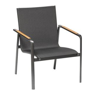 Kettler Diamond Loungesessel anthrazit, Alu/Outdoor-Bespannung, Teakholz-Armlehnen
