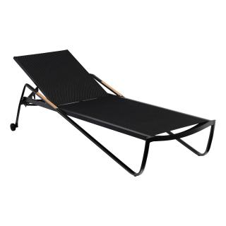 Kettler Diamond Stapelliege, anthrazit/charcoal, mit Teakholz-Armlehnen