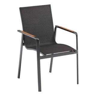 Kettler Diamond Stapelsessel NL anthrazit/charcoal,Teak-Armlehnen