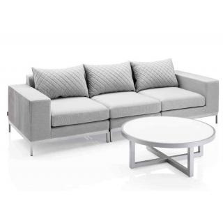 Kettler Ego 3er Sofa mit rundem Cocktailtisch, Alumium/Sunbrella®