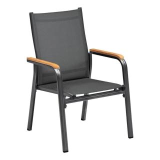 Kettler Granada Stapelsessel mit Teakholz-Armlehnen, anthrazit/anthrazit, zerlegt