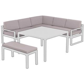 Kettler /KETTtex-Exklusiv® Polster für Ocean Eckset inkl. Bank, Waterproof®, anthrazit-hell, 10-teilig, nicht mehr lieferbar, ausverkafuft