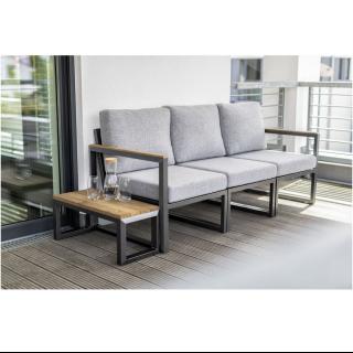 Kettler Ocean Skid City Line anthrazit inkl. hellgrau melierte Polster, Teakarmlehnen