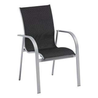 Kettler Tampa Stapelsessel, silber/charcoal, Aluminium/Outdoorgewebe
