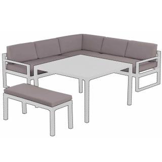 Kettler /KETTtex-Exklusiv® Polster für Ocean Eckset inkl. Bank, Waterproof®, anthrazit, 10-teilig, Anfertigung, keine Lagerware
