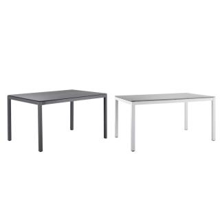 Solpuri Alu-Tisch 160x100 cm, Gestell anthrazit oder weiß mit HPL-oder Teak-Tischplatte