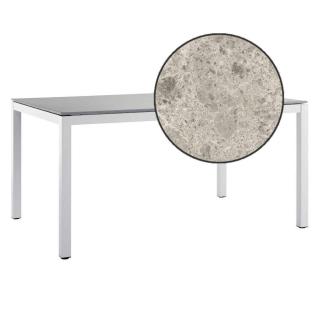 Solpuri Classic Alu-Tisch 140x80/H75 cm, white/pebble-grey/Keramik