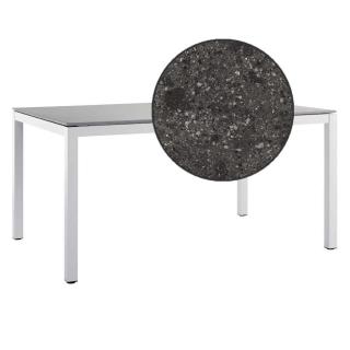 Solpuri Classic Alu-Tisch 160x100/H75 cm, white/pebble-nero/Keramik