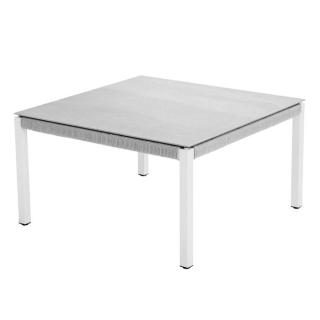 Solpuri Club Lounge Kaffeetisch, 80x80x45cm, Tischplatte Keramik, weiß/brig grey