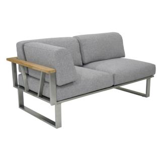 Zebra Belvedere 2er Sofa, Teak-Armlehne links, zuzüglich Polster Ihrer Wahl