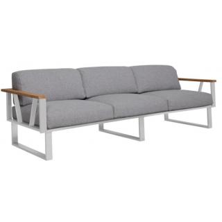 Zebra Belvedere 3er Sofa Edelstahl, Teak-Armlehnen, zuzüglich Polster Ihrer Wahl